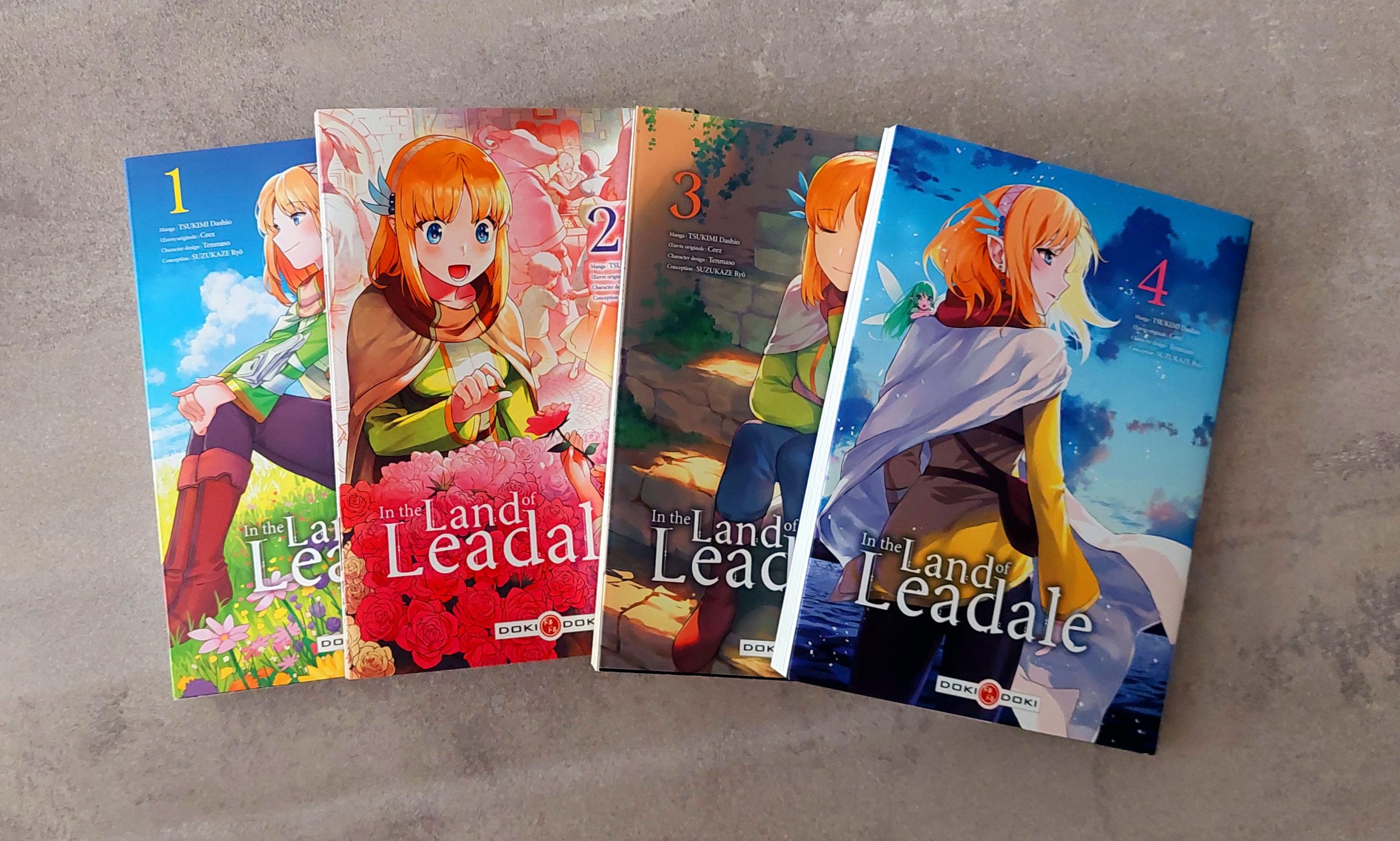 Affiche des 4 premiers tomes du manga In the Land of Leadale